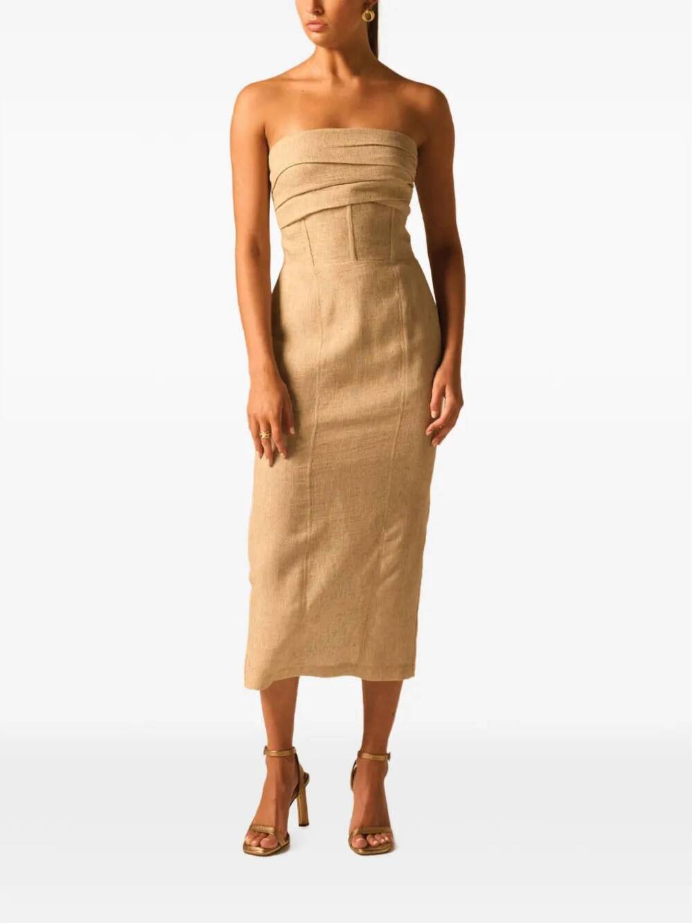 NEW JBQ bellucci strapless midi dress in parchment